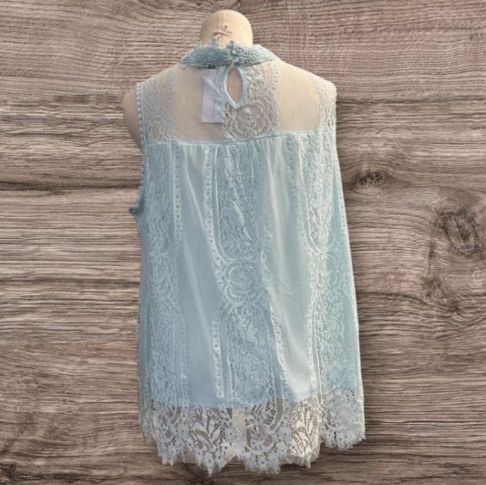 Notations Light Blue Lace Blouse - Picture 9 of 10